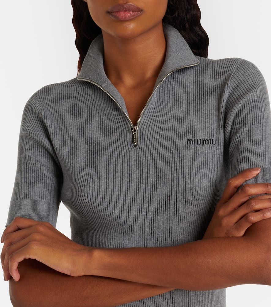 Miu Miu - Cotton half-zip sweater