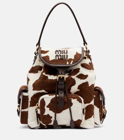 Miu Miu Miu Miu Cow-print calf hair backpack