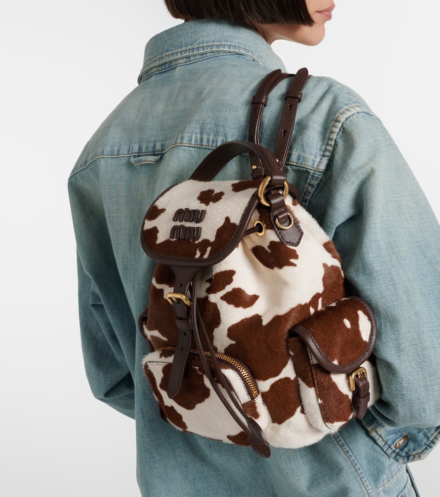 calf mini backpack Diaper Its double zip fastening closes with ease Valentina Calf Hair Zebra Print