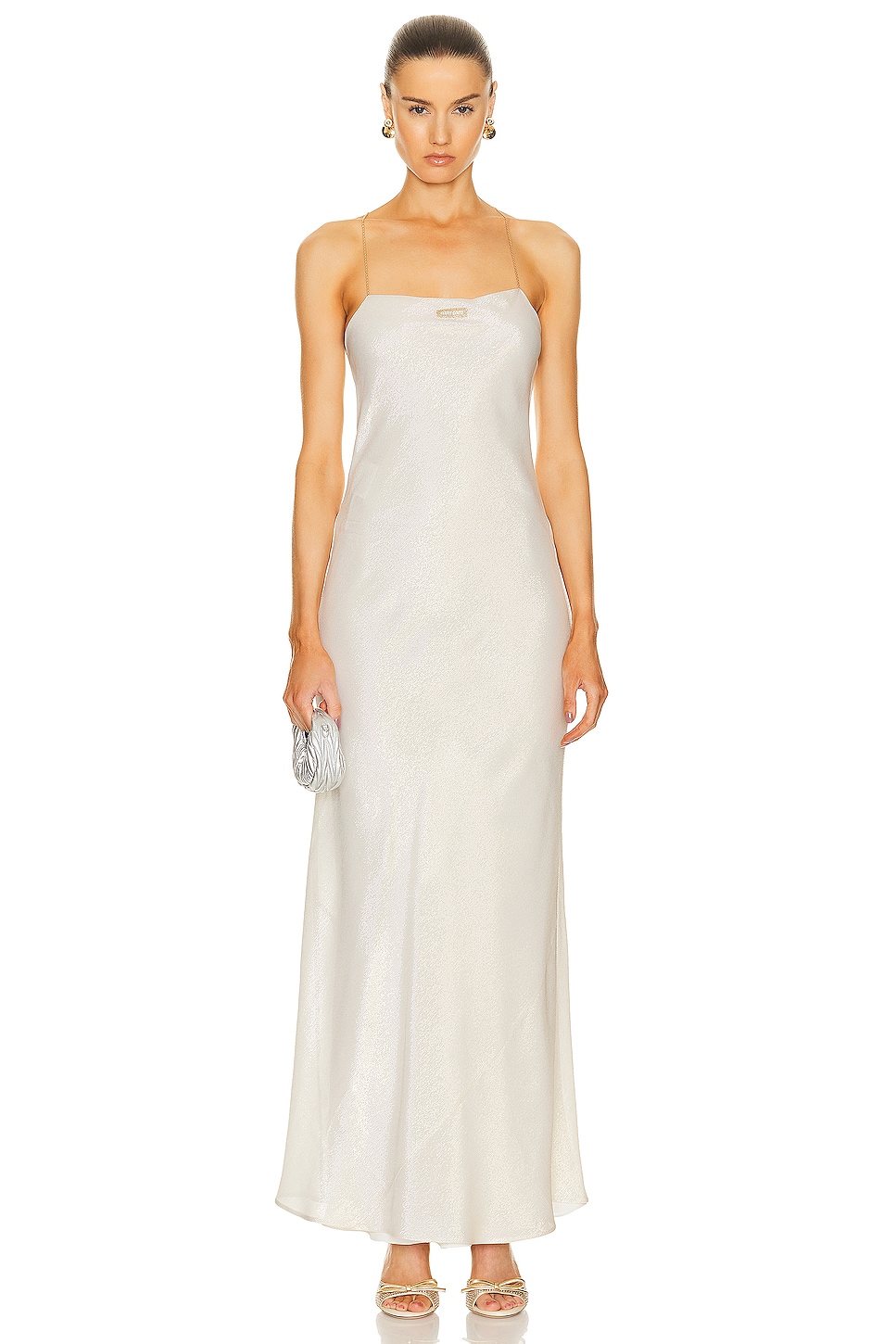 sparkly evening wedding dress Elegant Silver Sequin Evening Gown with Feather Accents main image 0