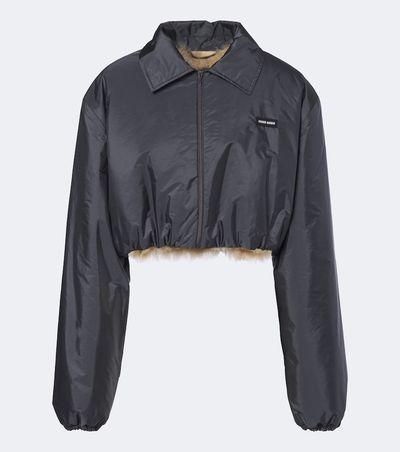 Miu Miu Miu Miu Cropped shearling-lined blouson jacket