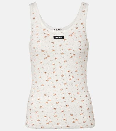 Miu Miu Miu Miu Floral cotton jersey tank top