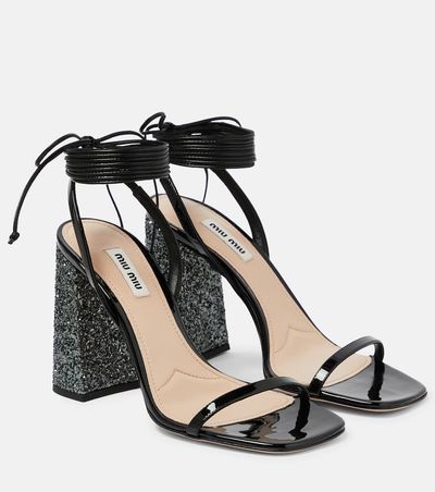 Miu Miu Miu Miu Glitter and patent leather sandals