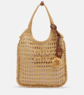 Miu Miu Miu Miu Ivy crochet raffia shoulder bag