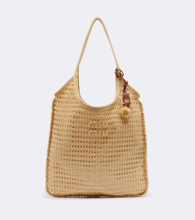 Miu Miu Miu Miu Ivy crochet raffia tote bag