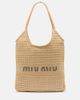Miu Miu Miu Miu Ivy raffia-effect and linen shopper - 1