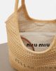 Miu Miu Miu Miu Ivy raffia-effect and linen shopper - 3