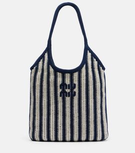 Miu Miu Miu Miu Ivy striped crochet shoulder bag