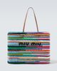 Miu Miu Miu Miu Large crochet leather-trimmed tote bag - 1