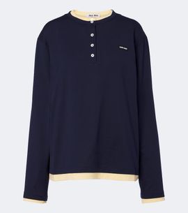 Miu Miu Miu Miu Layered cotton jersey Henley shirt