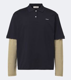 Miu Miu Miu Miu Layered cotton jersey polo shirt