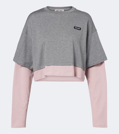 Miu Miu Miu Miu Layered cotton jersey T-shirt