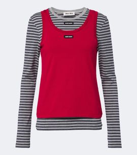Miu Miu Miu Miu Layered striped cotton jersey T-shirt