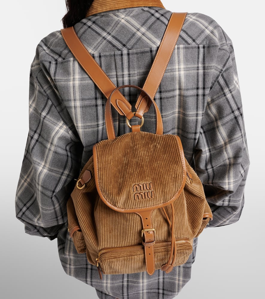 Miu Miu - Leather-trimmed corduroy backpack