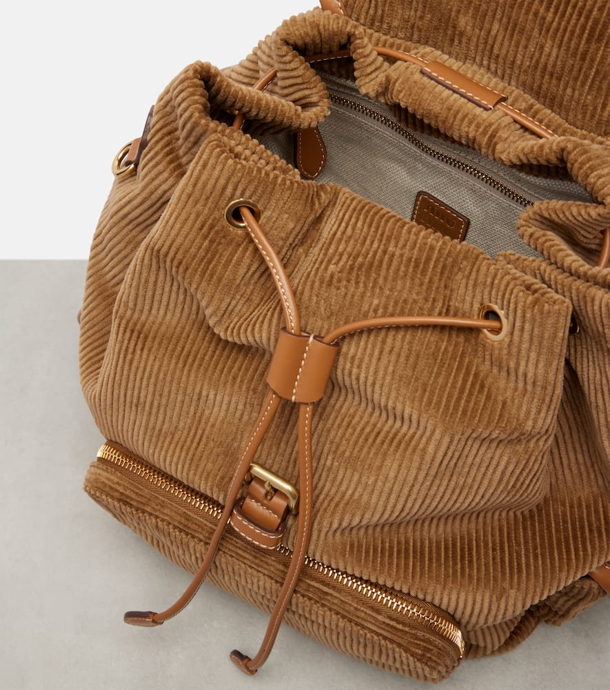 Miu Miu - Leather-trimmed corduroy backpack