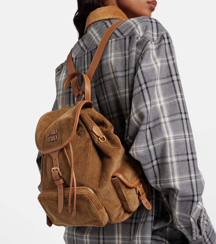 Miu Miu - Leather-trimmed corduroy backpack