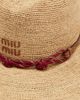 Miu Miu Miu Miu Leather-trimmed raffia sun hat - 3