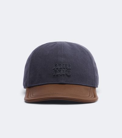 Miu Miu Miu Miu Leather and cotton gabardine baseball cap