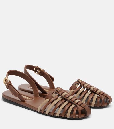 Miu Miu Miu Miu Leather and suede slingback fisherman sandals