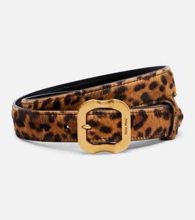 Miu Miu Miu Miu Leopard-print calf hair belt