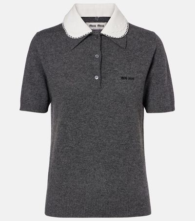 Miu Miu Miu Miu Logo cashmere polo shirt
