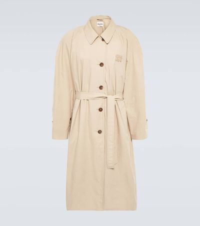 Miu Miu Miu Miu Logo cotton gabardine trench coat
