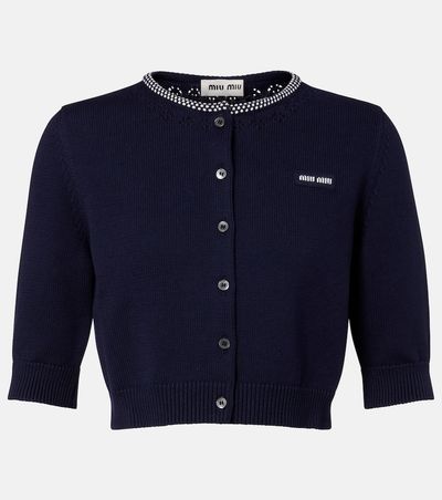 Miu Miu Miu Miu Logo cropped cotton cardigan