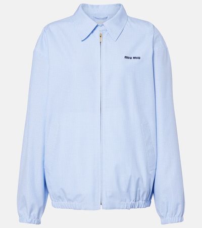 Miu Miu Miu Miu Logo gingham cotton blouson jacket