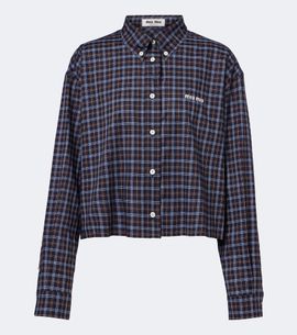 Miu Miu Miu Miu Logo plaid cotton shirt