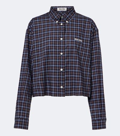 Miu Miu Miu Miu Logo plaid cotton shirt