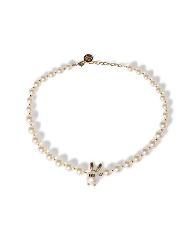 Miu Miu Miu Miu Metal and Imitation Pearl Necklace