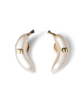 Miu Miu Miu Miu Metal Earrings, Gold/Cream
