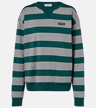 Miu Miu Miu Miu Oversized striped cotton jersey sweatshirt