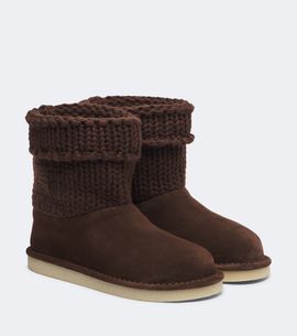 Miu Miu Miu Miu Paneled knitted suede ankle boots