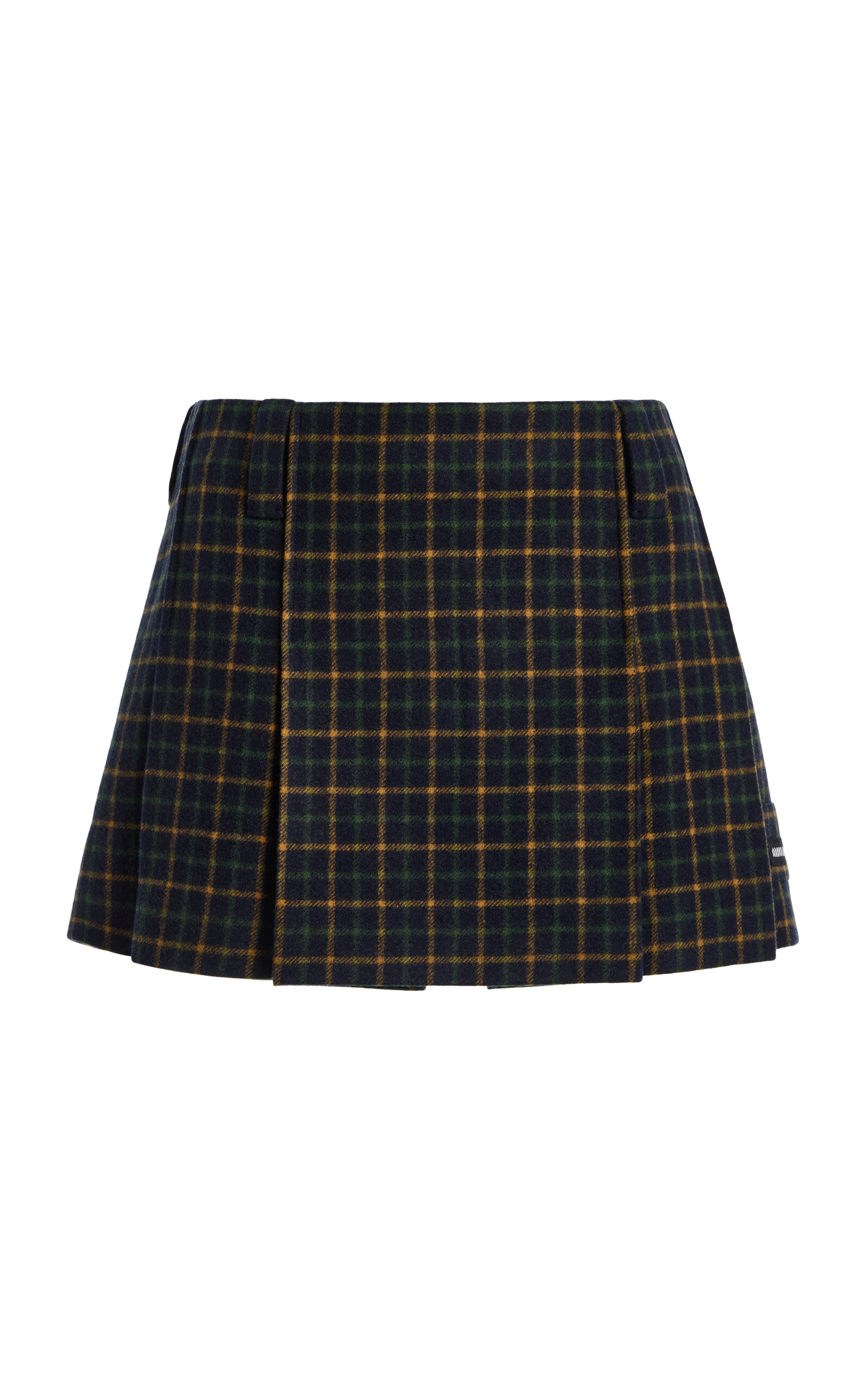 Miu Miu Miu Miu Pleated Checked Wool Mini Skirt