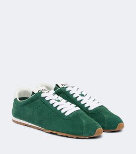 Miu Miu Miu Miu Plume leather-trimmed suede sneakers