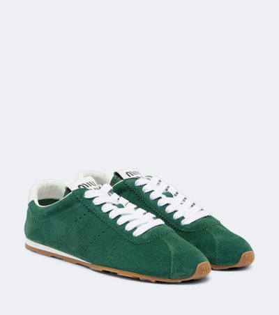 Miu Miu Miu Miu Plume leather-trimmed suede sneakers