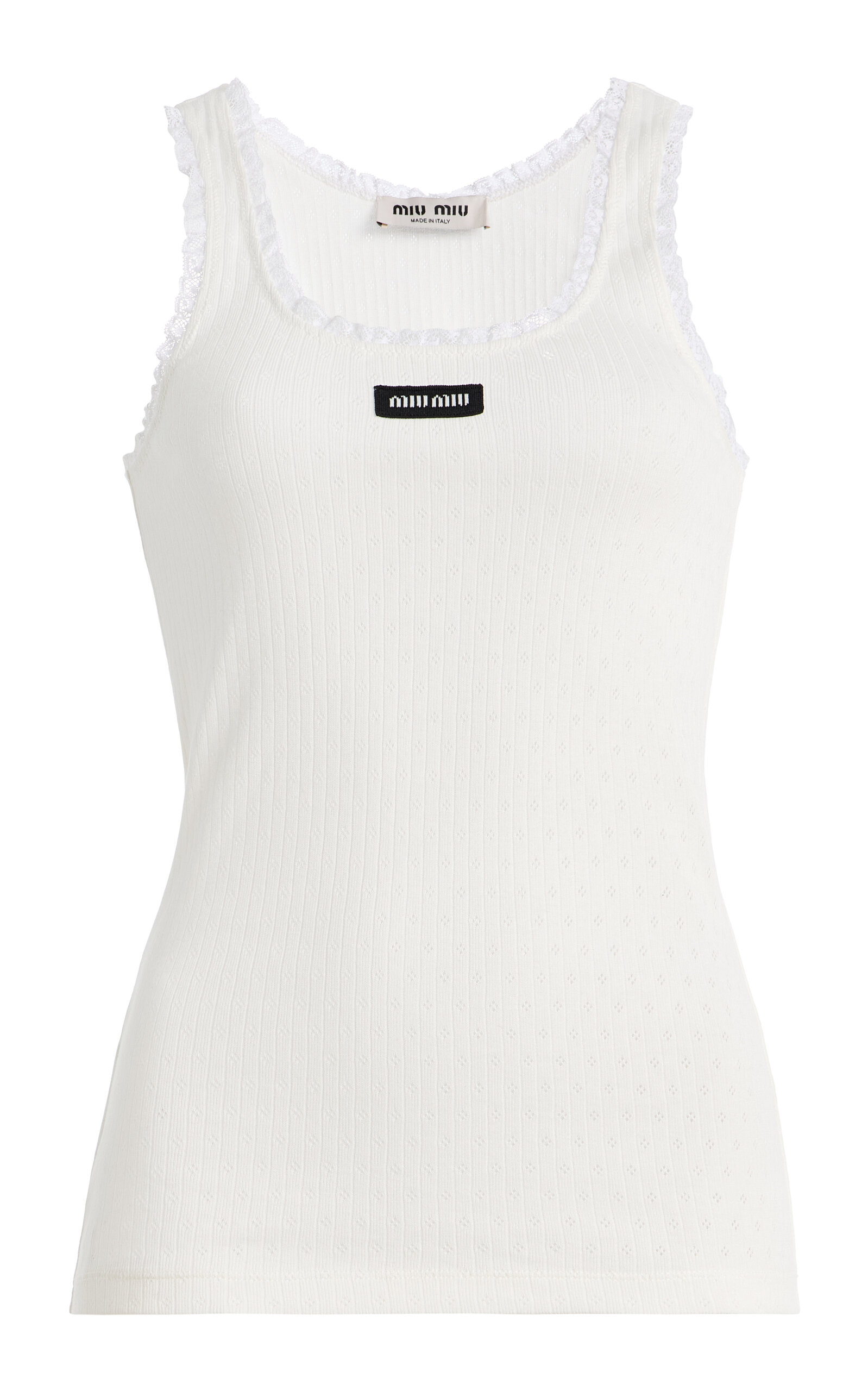 Miu Miu Miu Miu Pointelle Knitted Cotton Tank Top