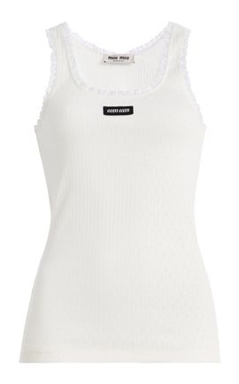 Miu Miu Miu Miu Pointelle Knitted Cotton Tank Top