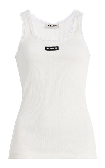Miu Miu Miu Miu Pointelle Knitted Cotton Tank Top