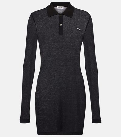 Miu Miu Miu Miu Ribbed-knit cotton jersey polo dress