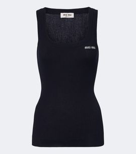 Miu Miu Miu Miu Ribbed-knit cotton tank top