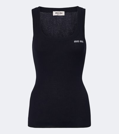 Miu Miu Miu Miu Ribbed-knit cotton tank top