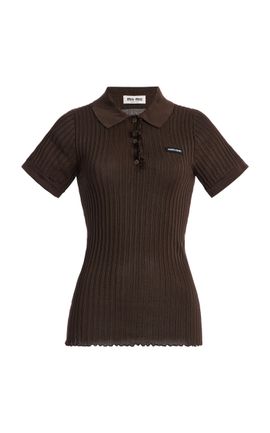 Miu Miu Miu Miu RibbedKnit SilkBlend Polo