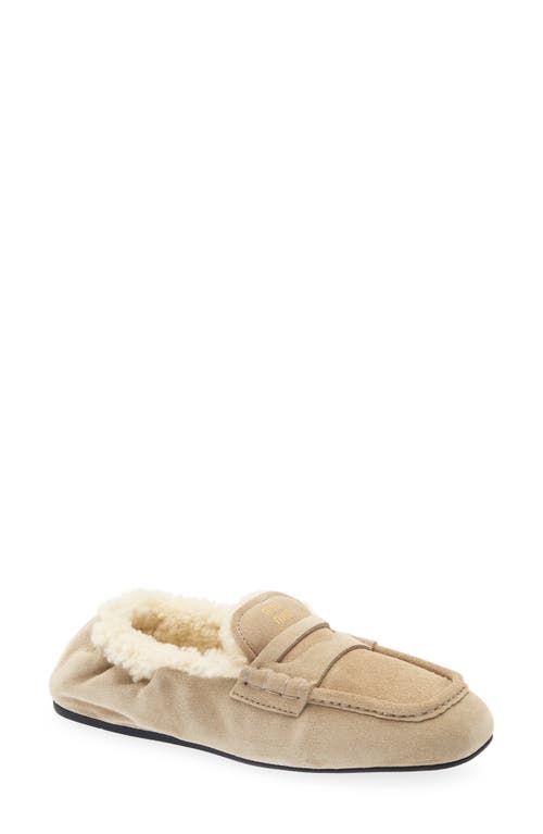Miu Miu Miu Miu Ruches Genuine Shearling Lined Loafer