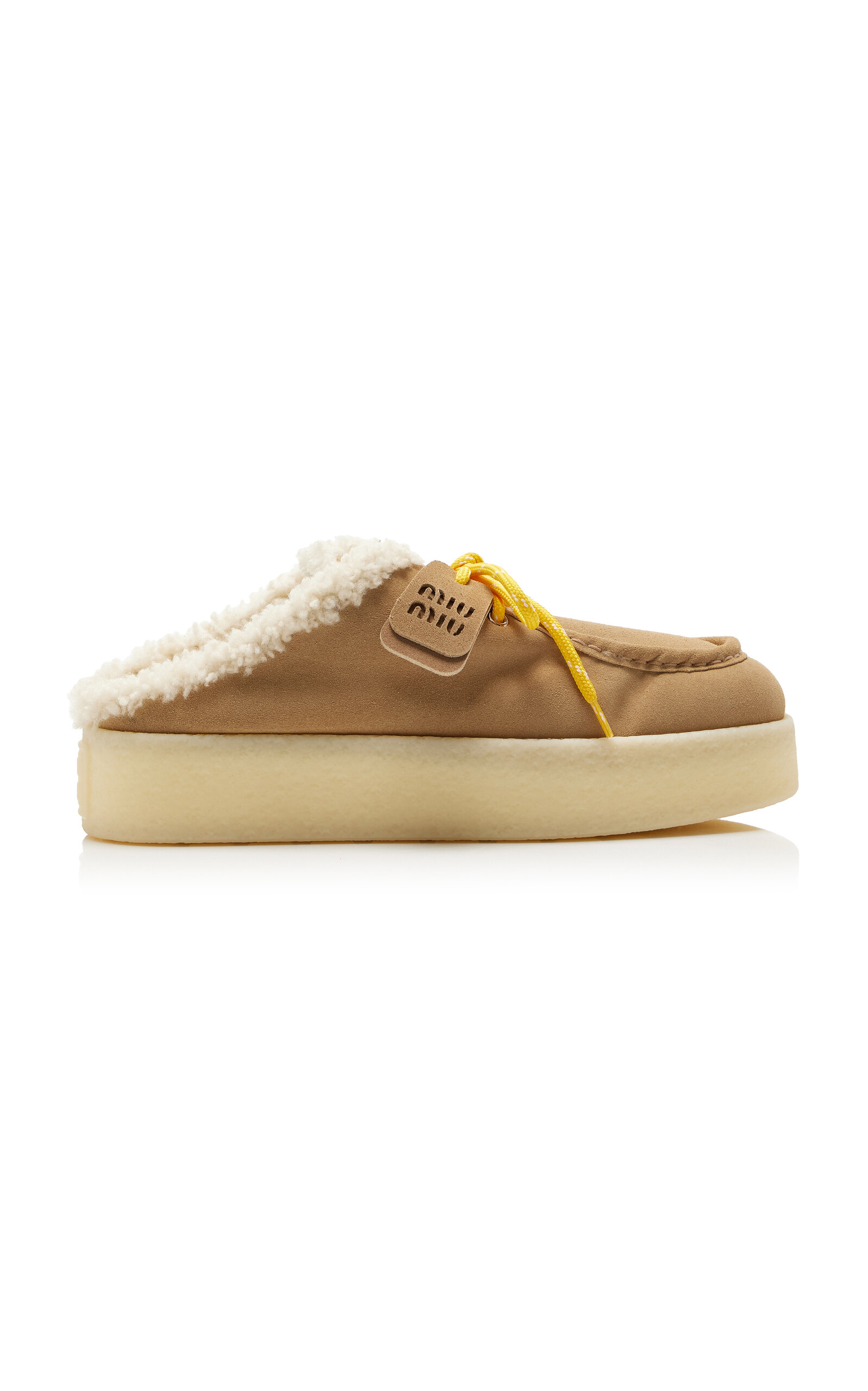 Miu Miu Miu Miu Sabot ShearlingLined Suede Mules Neutral IT 38