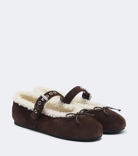Miu Miu Miu Miu Shearling-lined suede ballet flats