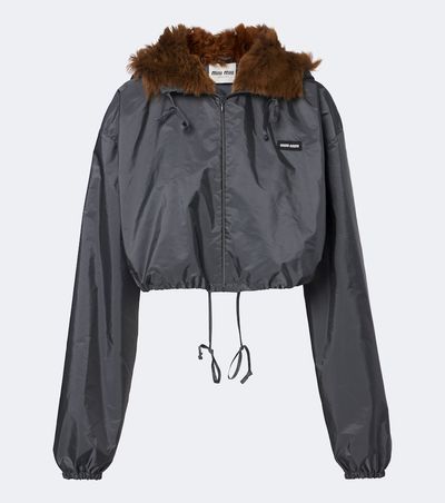 Miu Miu Miu Miu Shearling-trimmed technical jacket