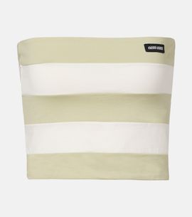 Miu Miu Miu Miu Striped cotton jersey bandeau top