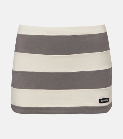 Miu Miu Miu Miu Striped cotton jersey miniskirt